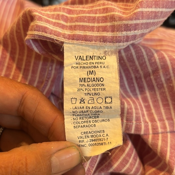 Valentino Pink and White Striped Button Down Shirt Size Medium - Picture 9 of 9